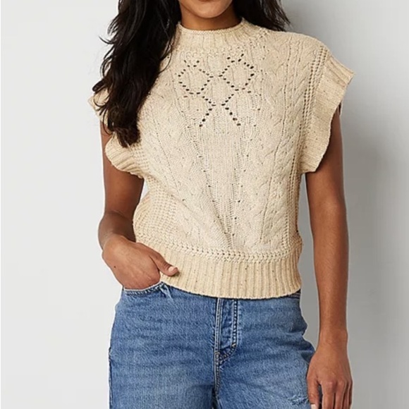 a.n.a Women's Beige Cable Knit Turtleneck Sweater - Picture 2 of 2